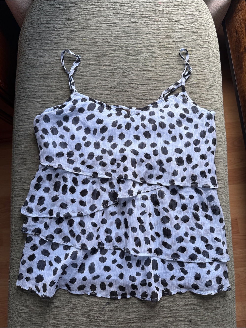 H&M Light Blue Camisole with Black Floral Print